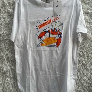 Nike White Tee with Orange and Blue Graphic